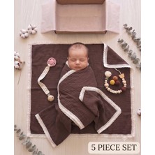 Hellemyst Kişiye Özel Isimli Müslin Bebek Battaniye Seti - 5 Parça Yenidoğan Baby Shower