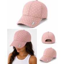 Gülümser Shop Kadın Puantiyeli Baseball Şapka – Ayarlanabilir Pudra Pembe Günlük Spor Şapka
