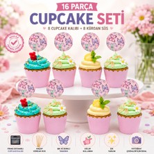 Bkmc Party Kelebek Cupcake Süsü ve Cupcake Kalıbı Seti 8+8 Parça | Doğum Günü, Baby Shower, Diş Buğdayı Parti Malzemesi