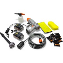 Auhma Acr-05 Akülü Basınçlı Araç Yıkama Makinesi 18.000RPM 335PSI 21V 25.000MAH 170W Kovadan Çekme Çift Batarya Ful Set