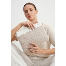 Luvi Zenıx Beyaz Desenli Kadın Clutch Çanta