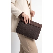 Luvi Zenıx Kahverengi Desenli Kadın Clutch Çanta