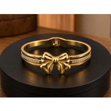 Nisma Accessories Gold Fiyonk Çelik Bileklik-Kararmaz,solmaz