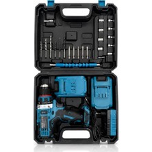 Lunax Kimmeer Plus 12V 1.5AH Metal Şanzıman Çift Akülü Bakır Sargı 24 Parça Şarjlı Akülü Vidalama Matkap