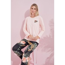 Siyah İnci Somon Çokrenkli Pamuklu Örme Pijama Takım 24240166