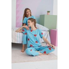 Siyah İnci Çok Renkli Pamuklu Örme Pijama Takım