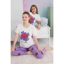 Siyah İnci Çok Renkli Pamuklu Örme Pijama Takım