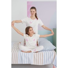 Siyah İnci Çok Renkli Pamuklu Örme Pijama Takım