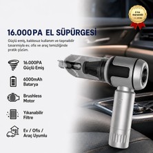 Hızlı Store 16.000PA Güçlendirilmiş Pil Portatif Fırçasız Motorlu Araç Süpürgesi Ev Ofis Uyumlu 6000mAh