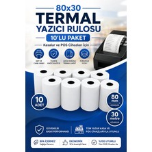 80X30 Termal Yazıcı Rulosu 10'lu - Kasalar ve Pos Cihazları Için