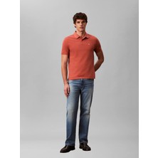 Calvin Klein Erkek Turuncu Calvin Klein Ss Monogram Pıque Po, 0kl Turuncu Erkek Polo T-Shirt