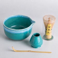 Toganoo Tea Premium Matcha Hazırlama Seti 4 Parça | Stoneware Kase, Çırpıcı, Stand ve Kaşık - Tam Takım