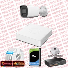 Provzen Hikvision 1 Kameralı 6mp Ip Colorvu 3.0 Güvenlik Sistemi Aı Insan Araç Algılama Çift Yönlü Ses ve Işıklı Alarm
