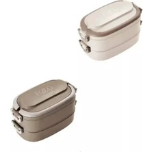 AvantajAl Vagonlife 1140 ml 2 Kat Paslanmaz Çelik Çorba Kaseli Bento Lunch Box Bej