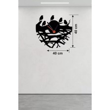 Fırsatkolik Dallarda Kuşlar Tasarım Ahşap Duvar Saati - 40X40 cm Dekoratif Saat