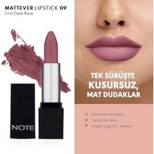 Cosmetics Mattever Lipstick 09 First Date Rose Yarı Mat Bitişli Ruj, Pembe Nude