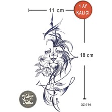 Trakya Tattoo 1 Ay Kalıcı Hayalet Dövme Yarım Kol Çiçek Aslan Kadın Geçici Dövme GZ-736