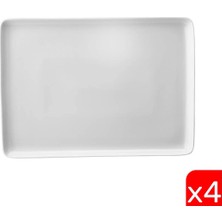 Kütahya Porselen Dikdörtgen Tabak 18X13CM Kırık Beyaz 4 Lü TAN18X13DU00