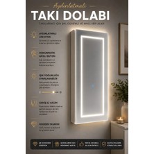 Decobox PARİS Beyaz LED'li Takı Dolabı MDF Malzemeden Modern Tasarım 120 cm Yükseklik 40 cm Genişlik