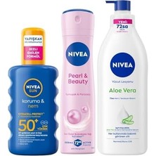 Sun Güneş Koruyucu Kişisel Bakım Seti - SPF50+ Güneş Kremi 200 ml - Deodorant - Vücut Losyonu