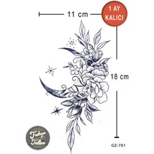 Trakya Tattoo 1 Ay Kalıcı Hayalet Dövme Yarım Kol Ay ve Çiçek Kadın Geçici Dövme GZ-761