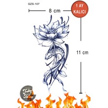 Trakya Tattoo 1 Ay Kalıcı Hayalet Dövme Orta Boy Lotus Balık Kadın Geçici Dövme GZS-107