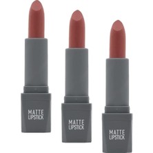 Yoğun Renk Veren Uzun Süre Kalıcı Nemlendirici Kadifemsi Mat Ruj - Lipstick 407 Dusty Rose (3 Paketi)