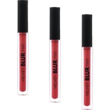 Cosmetics Velvet Blur Tint Kadife Bitişli Nemlendirici Mat Ruj - 04 Red - Pembe (3 Paketi)
