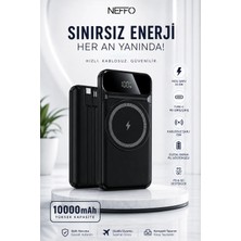 Neffo 10000MAH Magsafe 15W Kablosuz ve 22.5W Hızlı Kablolu Şarj Destekli Manyetik Powerbank