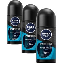 Men Erkek Roll-On Deodorant Deep Dimension Beat 50ML, 72 Saat Anti-Perspirant Ter Koruması (3 Paketi)
