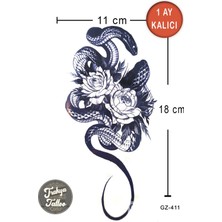 Trakya Tattoo 1 Ay Kalıcı Hayalet Dövme Yarım Kol Yılan Gül Kadın Geçici Dövme GZ-411