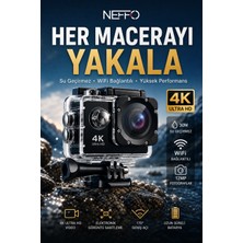 Neffo 4K Ultra HD Wifi Aksiyon Kamerası 30 FPS Su Geçirmez 170° Geniş Açılı Özellikler ile