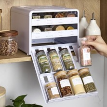 Spicestack Baharat Rafı, Ayarlanabilir, 24 Şişe, Beyaz
