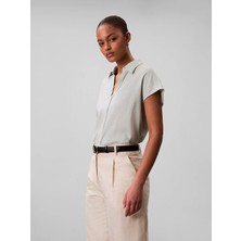 Calvin Klein Kadın / Kız Yeşil Calvin Klein Lınen Cks Ss Classıc, 3q0, Xxs Yeşil Kadın Gömlek