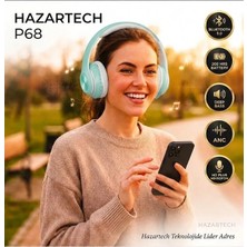 Hazartech P68 Kablosuz Kulaküstü Kulaklık Turkuaz