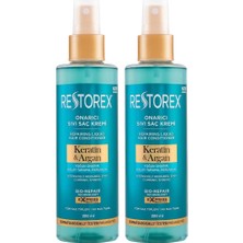 Keratin & Argan Onarıcı Sıvı Saç Bakım Kremi 200 Mililitre, Yıpranmış ve Hasar Görmüş Saçlar (2 Paketi)