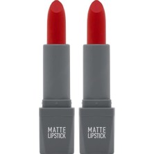 Yoğun Renk Veren Uzun Süre Kalıcı Nemlendirici Kadifemsi Mat Ruj - Lipstick 421 Orange Red (2 Paketi)