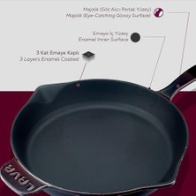Lava Metal Premium Serisi - Döküm Kızartma Tavası, Yuvarlak, 28 Cm, Majolik Mor
