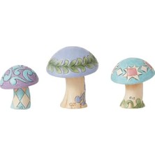 Jim Shore Heartwood 's Meadow Mushrooms Minyatür Heykelcik Seti, 6,5 Cm, Çok Renkli