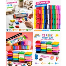 Emrah Gültekin 12 Renk Hava ile Kuruyan Oyun Kili Seti 1 Paket 3 Aparatlı Air Dry Clay Çocuk Etkinlik Kili