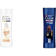 Clear Kil Terapisi Arınmış ve Yumuşak Saçlar Şampuan 350 ml X2 + Clear Men Şampuan Vinícius Júnior 350 ml X2