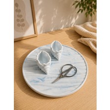Masalsı Concept Beton Söz Nişan Tepsisi Dekoratif Tepsi Yüzüklük ve Makas Oda Dekoru Salon Sehpa Dekoru