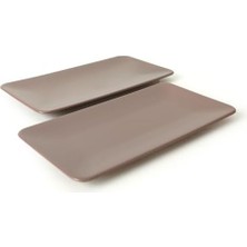 Mat Açık Taupe Siera Kayık Tabak 33 cm 2 Adet 958