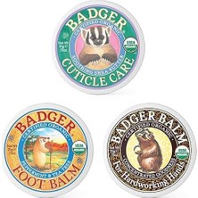 Badger Tırnak Bakım Kremi ve Badger Kuru Ciltler Için Tazeleyici Çay Ağacı Kokulu Ayak Kremi (21 Gr) ve Badger Balm For Hardworking Hands El Bakım Balmı 21G
