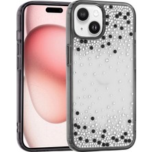 Gpack Iphone 13 Kılıf Airbag Tasarımlı Pera Damla Taşlı Siyah