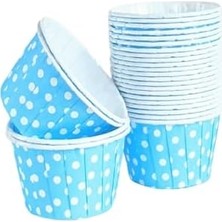 Kullan At Market KM-PKU-0215 Puantiyeli Muffin Kek Kapsülü 25'li, Bebek Mavisi