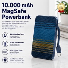 Hızlı Store 10.000 mAh Dahili Magsafe Type-C Kablolu Powerbank Karbon Desenli Taşınabilir Şarj Cihazı