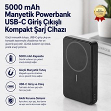 Hızlı Store Powerbank 5000 mAh Manyetik Wireless USB-C Giriş Çıkışlı Kompakt Taşınabilir Şarj Cihazı