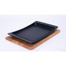 Lava Döküm Servis Tabağı 36X24 cm Ahşap Altlıklı - Lv As 173