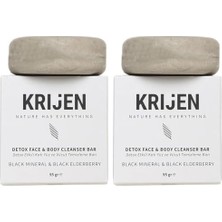 Krijen Has Detox Etkili Siyah Mineral & Kara Mürver Yüz ve Vücut Temizleme Barı 95 gr (2 Paketi)